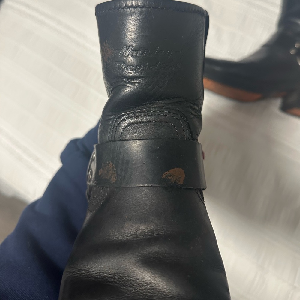 Harley Davidson Black Leather Harness Ankle Boots - Picture 6 of 13